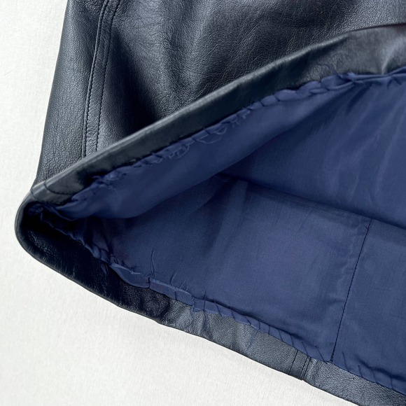 VINTAGE UNGARO PARALLELE PARIS Leather Skirt Womens Small XS Blue Metallic - Picture 10 of 13